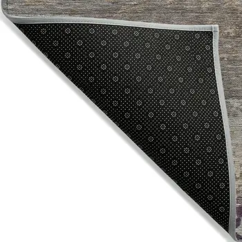 5' X 8' Brown Gray And Purple Abstract Washable Indoor Outdoor Area Rug
