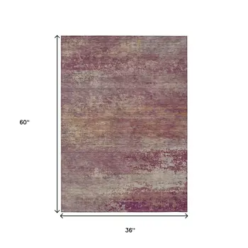3' X 5' Merlot Beige And Blush Abstract Washable Indoor Outdoor Area Rug