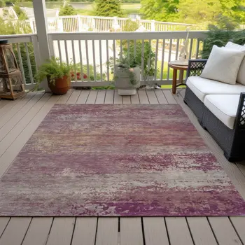 5' X 8' Merlot Beige And Blush Abstract Washable Indoor Outdoor Area Rug