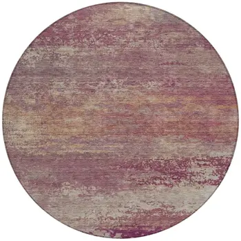 8' Merlot Beige And Blush Round Abstract Washable Indoor Outdoor Area Rug