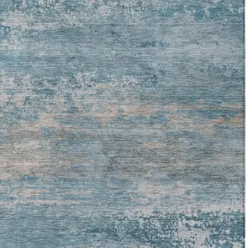 8' X 10' Sky Blue And Gray Abstract Washable Indoor Outdoor Area Rug