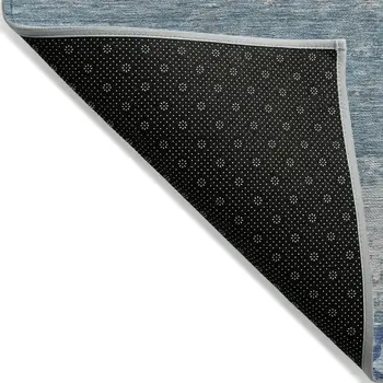 9' X 12' Sky Blue And Gray Abstract Washable Indoor Outdoor Area Rug