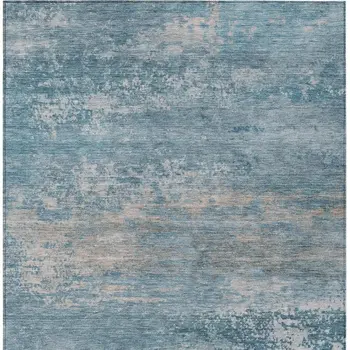 10' X 14' Sky Blue And Gray Abstract Washable Indoor Outdoor Area Rug