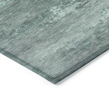 3' X 5' Teal Blue Gray And Pale Aqua Abstract Washable Indoor Outdoor Area Rug
