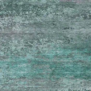 5' X 8' Teal Blue Gray And Pale Aqua Abstract Washable Indoor Outdoor Area Rug