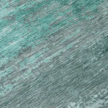 8' Teal Blue Gray And Pale Aqua Round Abstract Washable Indoor Outdoor Area Rug