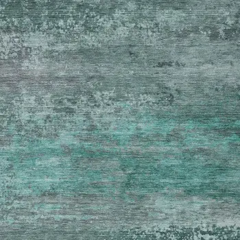 8' X 10' Teal Blue Gray And Pale Aqua Abstract Washable Indoor Outdoor Area Rug
