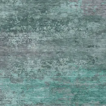 8' X 10' Teal Blue Gray And Pale Aqua Abstract Washable Indoor Outdoor Area Rug