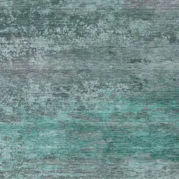 8' X 10' Teal Blue Gray And Pale Aqua Abstract Washable Indoor Outdoor Area Rug
