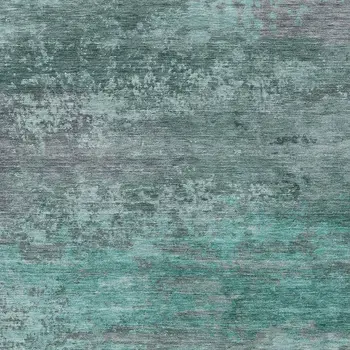 10' X 14' Teal Blue Gray And Pale Aqua Abstract Washable Indoor Outdoor Area Rug