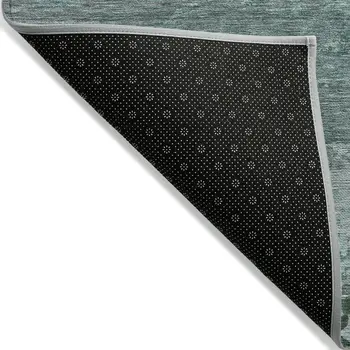 10' X 14' Teal Blue Gray And Pale Aqua Abstract Washable Indoor Outdoor Area Rug
