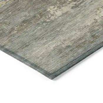 3' X 5' Taupe Brown And Gold Abstract Washable Indoor Outdoor Area Rug