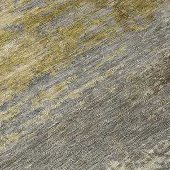 8' Taupe Brown And Gold Round Abstract Washable Indoor Outdoor Area Rug