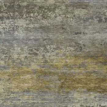 10' X 14' Taupe Brown And Gold Abstract Washable Indoor Outdoor Area Rug