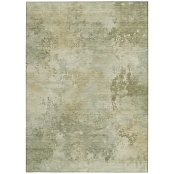 3' X 5' Sage And Beige Abstract Washable Indoor Outdoor Area Rug
