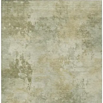 9' X 12' Sage And Beige Abstract Washable Indoor Outdoor Area Rug