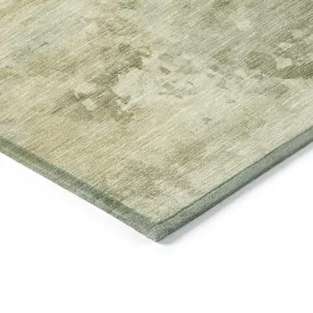 9' X 12' Sage And Beige Abstract Washable Indoor Outdoor Area Rug