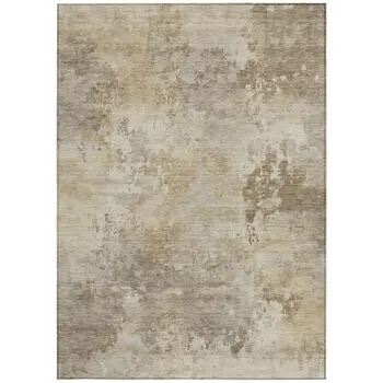 3' X 5' Tan And Beige Abstract Washable Indoor Outdoor Area Rug