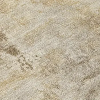 3' X 5' Tan And Beige Abstract Washable Indoor Outdoor Area Rug