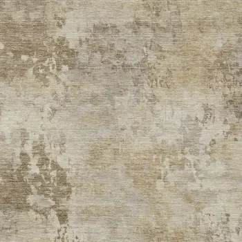 10' X 14' Tan And Beige Abstract Washable Indoor Outdoor Area Rug