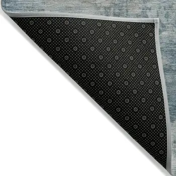 3' X 5' Teal Blue And Beige Abstract Washable Indoor Outdoor Area Rug