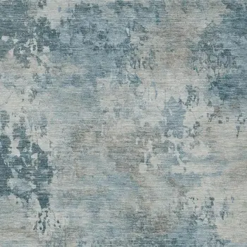 5' X 8' Teal Blue And Beige Abstract Washable Indoor Outdoor Area Rug