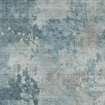 5' X 8' Teal Blue And Beige Abstract Washable Indoor Outdoor Area Rug