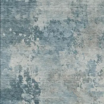 5' X 8' Teal Blue And Beige Abstract Washable Indoor Outdoor Area Rug