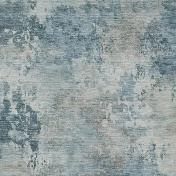 10' X 14' Teal Blue And Beige Abstract Washable Indoor Outdoor Area Rug