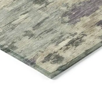 3' X 5' Sage Gray And Plum Abstract Washable Indoor Outdoor Area Rug