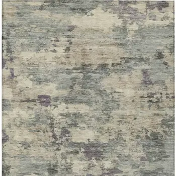 5' X 8' Sage Gray And Plum Abstract Washable Indoor Outdoor Area Rug
