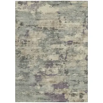 10' X 14' Sage Gray And Plum Abstract Washable Indoor Outdoor Area Rug