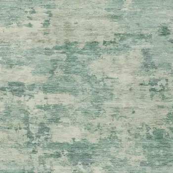 3' X 5' Teal Blue Linen And Pale Aqua Abstract Washable Indoor Outdoor Area Rug