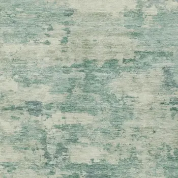 5' X 8' Teal Blue Linen And Pale Aqua Abstract Washable Indoor Outdoor Area Rug