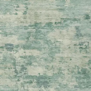 5' X 8' Teal Blue Linen And Pale Aqua Abstract Washable Indoor Outdoor Area Rug