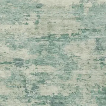5' X 8' Teal Blue Linen And Pale Aqua Abstract Washable Indoor Outdoor Area Rug
