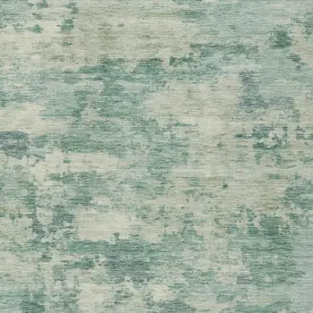 8' X 10' Teal Blue Linen And Pale Aqua Abstract Washable Indoor Outdoor Area Rug