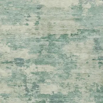 9' X 12' Teal Blue Linen And Pale Aqua Abstract Washable Indoor Outdoor Area Rug
