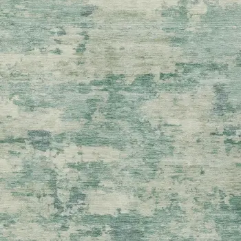 10' X 14' Teal Blue Linen And Pale Aqua Abstract Washable Indoor Outdoor Area Rug