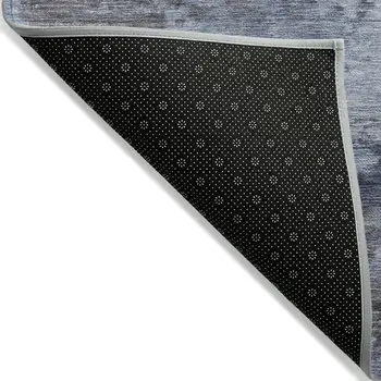 10' X 14' Blue And Charcoal Abstract Washable Indoor Outdoor Area Rug