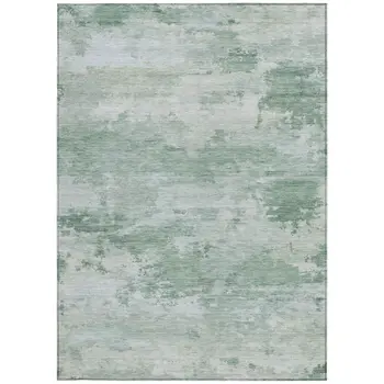 3' X 5' Mint Green And Pale Aqua Abstract Washable Indoor Outdoor Area Rug