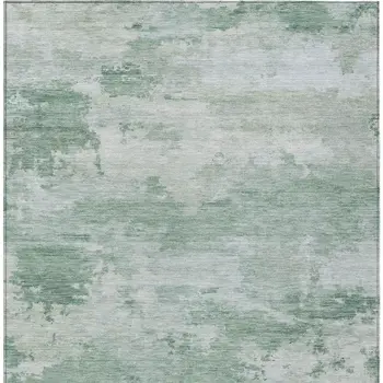 8' X 10' Mint Green And Pale Aqua Abstract Washable Indoor Outdoor Area Rug