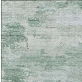 9' X 12' Mint Green And Pale Aqua Abstract Washable Indoor Outdoor Area Rug