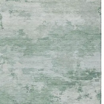 9' X 12' Mint Green And Pale Aqua Abstract Washable Indoor Outdoor Area Rug
