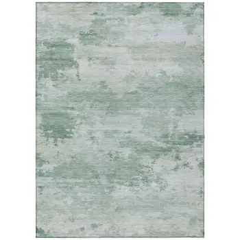 10' X 14' Mint Green And Pale Aqua Abstract Washable Indoor Outdoor Area Rug