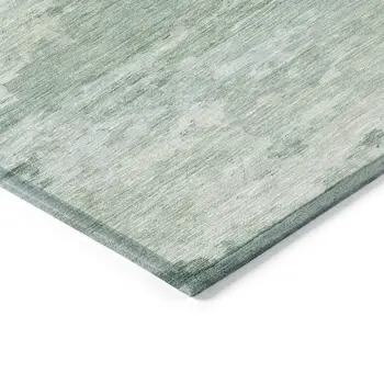 10' X 14' Mint Green And Pale Aqua Abstract Washable Indoor Outdoor Area Rug