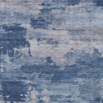 5' X 8' Navy Blue And Ivory Abstract Washable Indoor Outdoor Area Rug