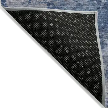 10' X 14' Navy Blue And Ivory Abstract Washable Indoor Outdoor Area Rug