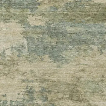 3' X 5' Pale Aqua And Khaki Abstract Washable Indoor Outdoor Area Rug