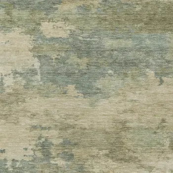 3' X 5' Pale Aqua And Khaki Abstract Washable Indoor Outdoor Area Rug